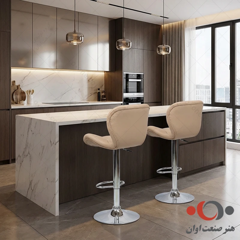 صندلی اپن لارا چرم نسکافه ای